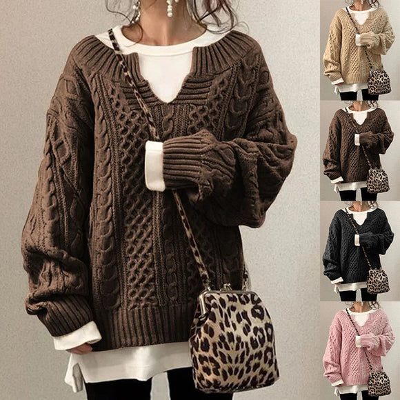Women Elegant Autumn Winter Knitted Pullover Sweater