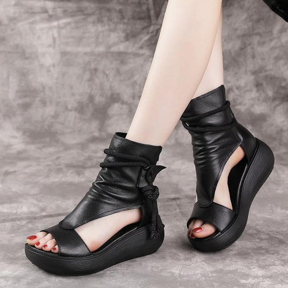 Women Summer Sandals Mid Heels Wedges Shoes