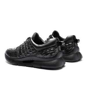 Crocodile Pattern Genuine Leather Lace-up Trend Sneakers