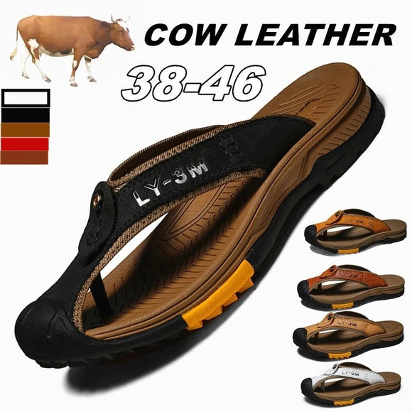New Cow Leather Shoes Men Sandals