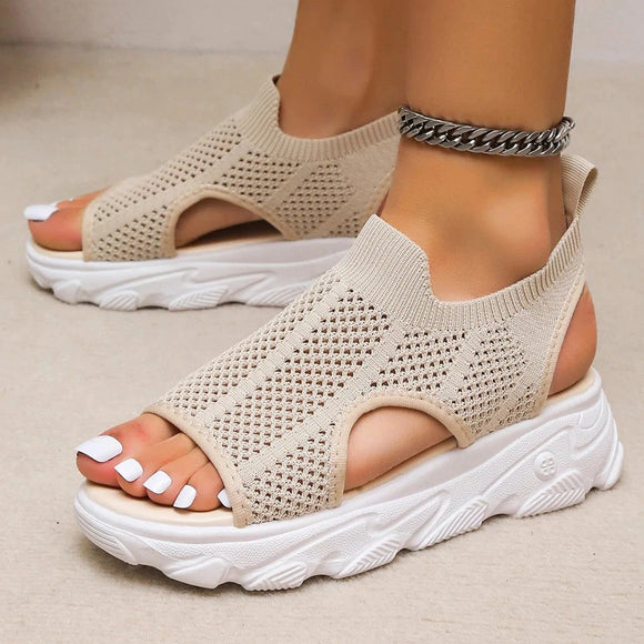 New Sandals Women Summer Knitted Breathable Shoes