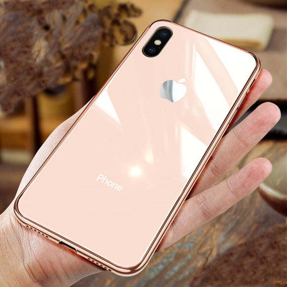 Luxury Ultra Thin Slim Transparent Glass Case for iPhone XS Max XR X 8 7 Plus 6 6s