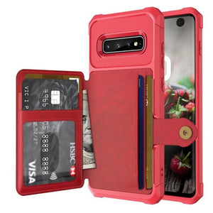 Magnetic Holder Slots PU Leather Flip Case For Samsung S8 S9+ Note 8 9 S10+