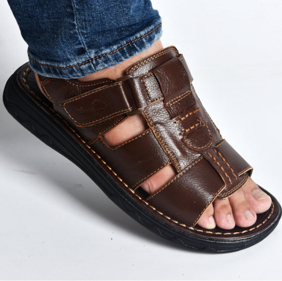 summer mens slippers genuine leather sandals